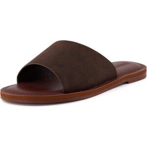 Women's Dark Brow Carly Slide Sandal Vegan Leather Memory Foam Insole Shoes